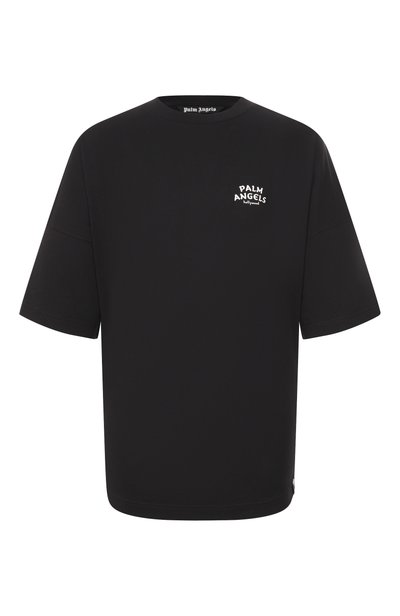 Хлопковая футболка PALM ANGELS черного цвета по цене 33950 руб., арт. PAMAA005JR003, фото 1 Хлопковая футболка PALM ANGELS, арт. PAMAA005JR003, фото 1