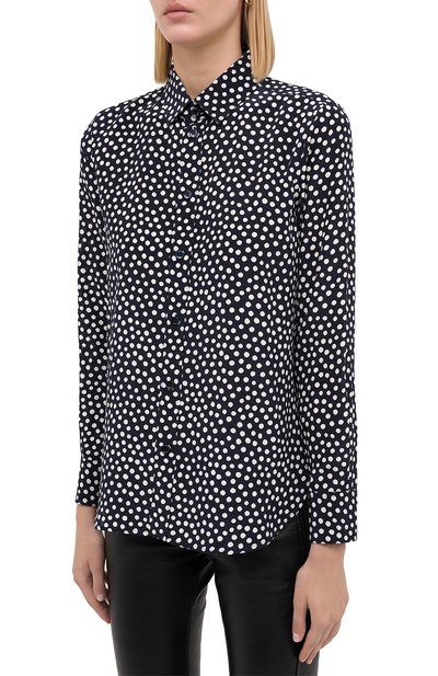 Шелковая рубашка SAINT LAURENT синего цвета по цене 119500 руб., арт. 395733/Y3B46, фото 3 Шелковая рубашка SAINT LAURENT, арт. 395733/Y3B46, фото 3
