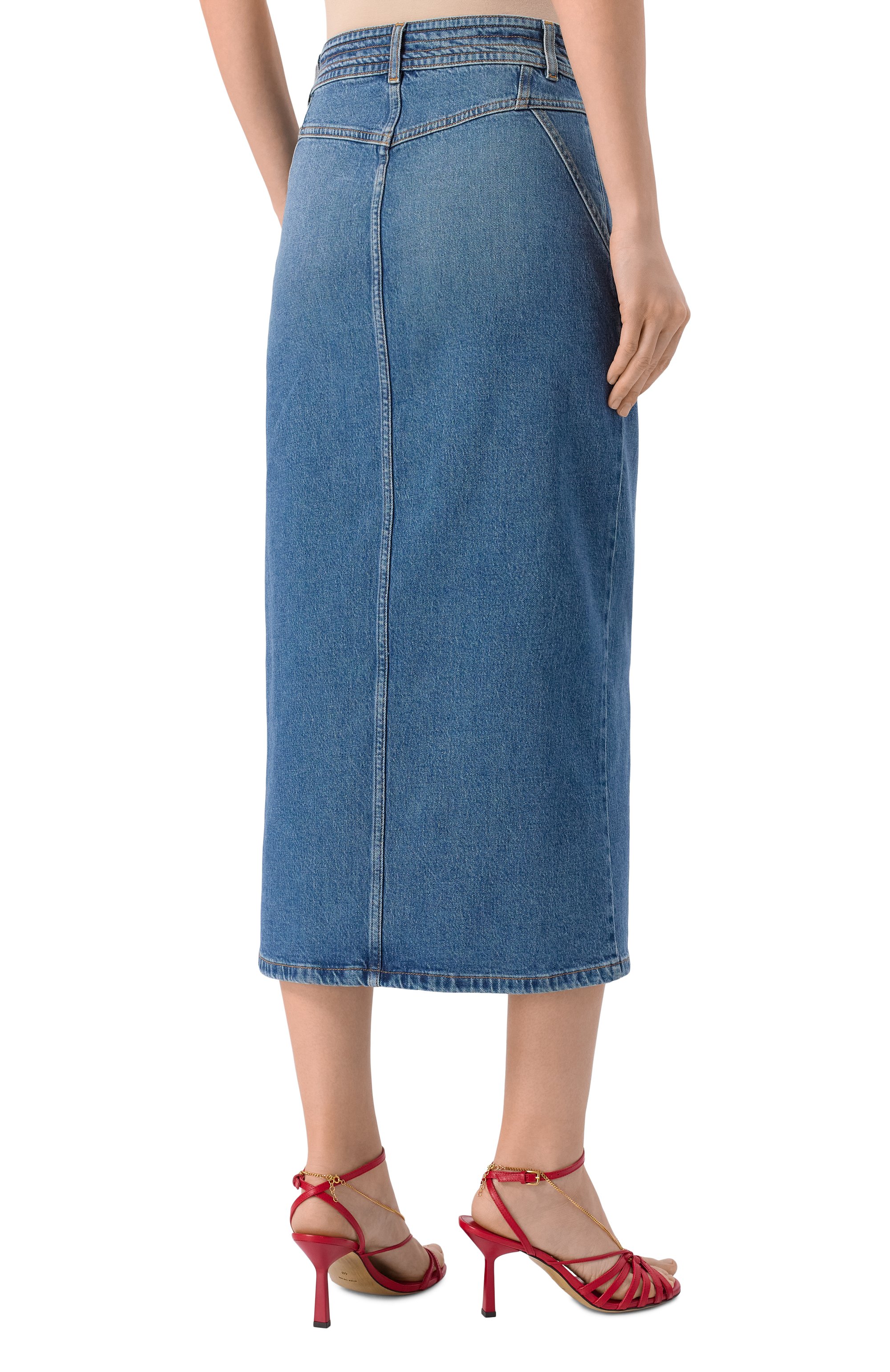 Джинсовая юбка IRO голубого цвета по цене 38200 руб., арт. WP31GARICE, фото 4 Джинсовая юбка IRO, арт. WP31GARICE, фото 4