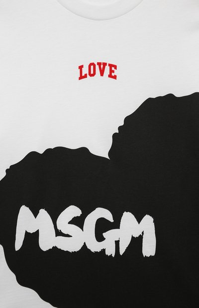 Хлопковая футболка MSGM KIDS белого цвета по цене 7310 руб., арт. F4MSJGTH144, фото 3 Хлопковая футболка MSGM KIDS, арт. F4MSJGTH144, фото 3