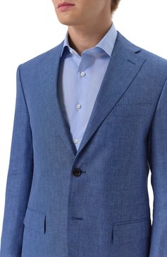 Мужской костюм из шерсти и льна CORNELIANI синего цвета, арт. 25X008-2518263_SET | Фото 8 (Материал внешний: Шерсть, Лен; Рукава: Длинные; Материал сплава: Проставлено; Драгоценные камни: Проставлено; Костюмы М: Однобортный; Стили: Классический, Кэжуэл)