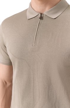 Мужское хлопковое поло CORNELIANI бежевого цвета, арт. 25G520-2525009 | Фото 5 (Материал внешний: Хлопок; Длина (для топов): Стандартные; Рукава: Короткие; Стили: Кэжуэл; Принт: Без принта; Застежка: Молния; Кросс-КТ: Джерси; Мужское Кросс-КТ: Футболка-одежда)