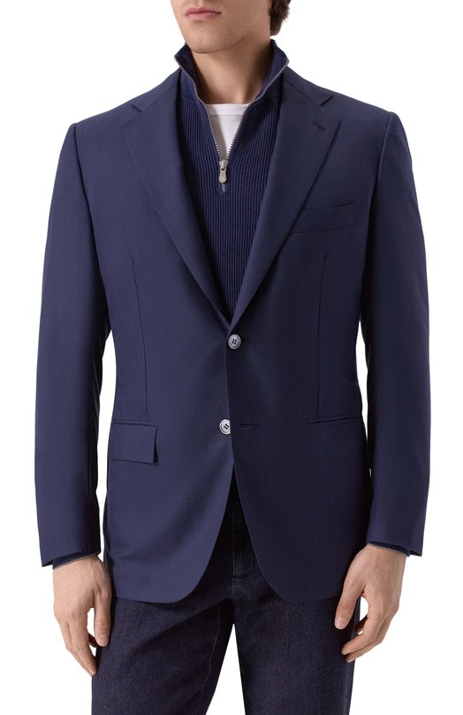 Шерстяной пиджак Kiton UG81K0982823 Синий  UG81K0982823 Фото 4