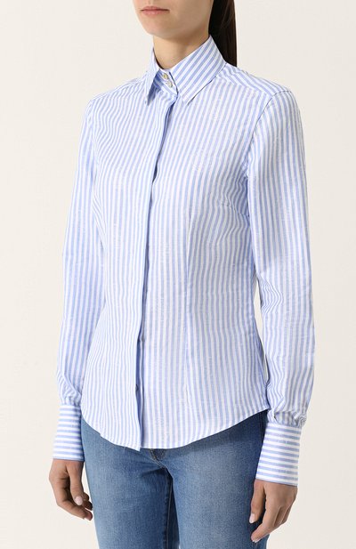 Рубашка из хлопка и льна KITON, арт. D40415H0635001002, фото 3