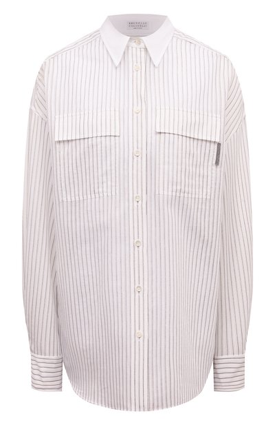 Женская рубашка из хлопка и шелка BRUNELLO CUCINELLI, арт. MP781MI216