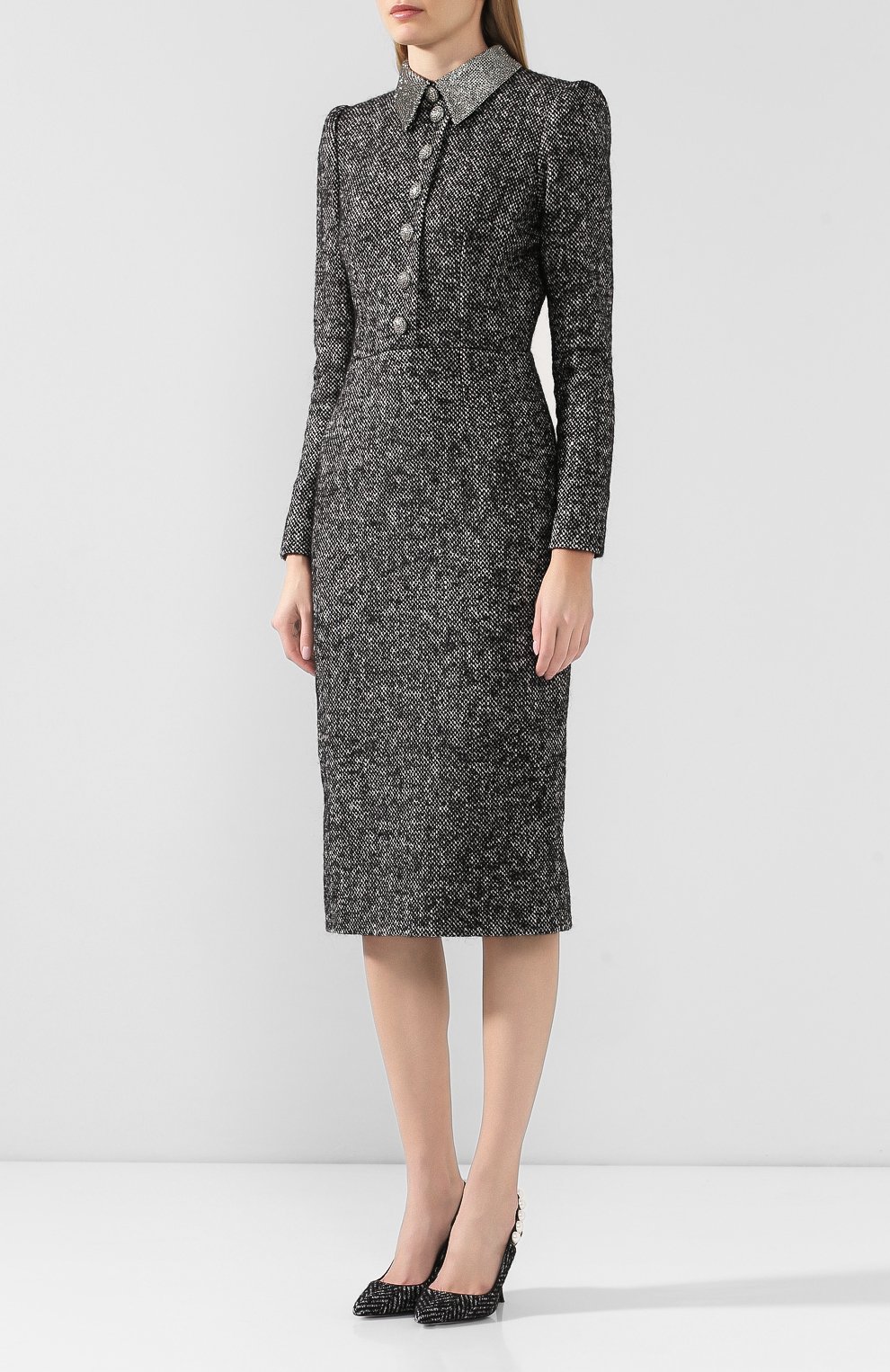 Платье DOLCE & GABBANA серого цвета по цене 464000 руб., арт. F6G6YZ/FM3C4, фото 3 Платье DOLCE & GABBANA, арт. F6G6YZ/FM3C4, фото 3