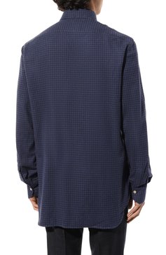 Мужская хлопковая рубашка KITON синего цвета, арт. UCIH0864309 | Фото 4 (Рукава: Длинные; Длина (для топов): Стандартные; Материал внешний: Хлопок; Материал сплава: Проставлено; Драгоценные камни: Проставлено; Воротник: Button down; Случай: Повседневный; Рубашки М: Regular Fit; Манжеты: На пуговицах; Стили: Кэжуэл; Принт: Клетка)