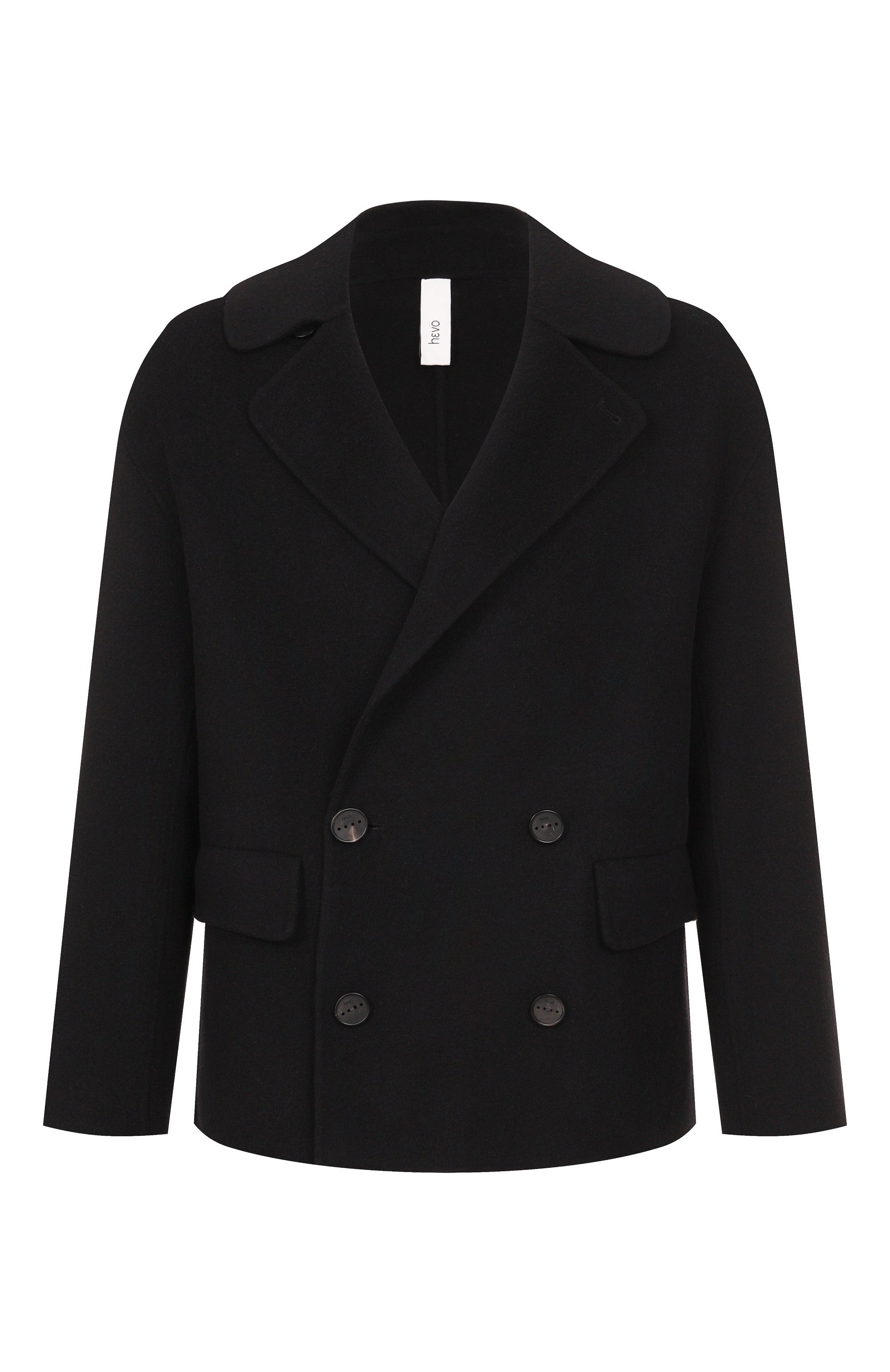 Шерстяное пальто HEVO черного цвета по цене 111000 руб., арт. GALESAN0 D 0/I700, фото 1 Шерстяное пальто HEVO, арт. GALESAN0 D 0/I700, фото 1