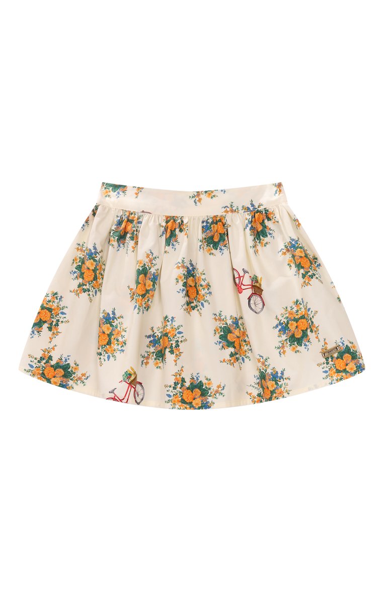 Детская хлопковая юбка MOSCHINO кремового цвета, арт. HDJ03T/LLB56/4-8 | Фото 1 (Нос: Не проставлено; Материал внешний: Хлопок; Случай: Повседневный; Автоматизация состава: Проставлено; Ростовка одежда: 4 года | 104 см, 8 лет | 128 см, 5 лет | 110 см, 6 лет | 116 см)