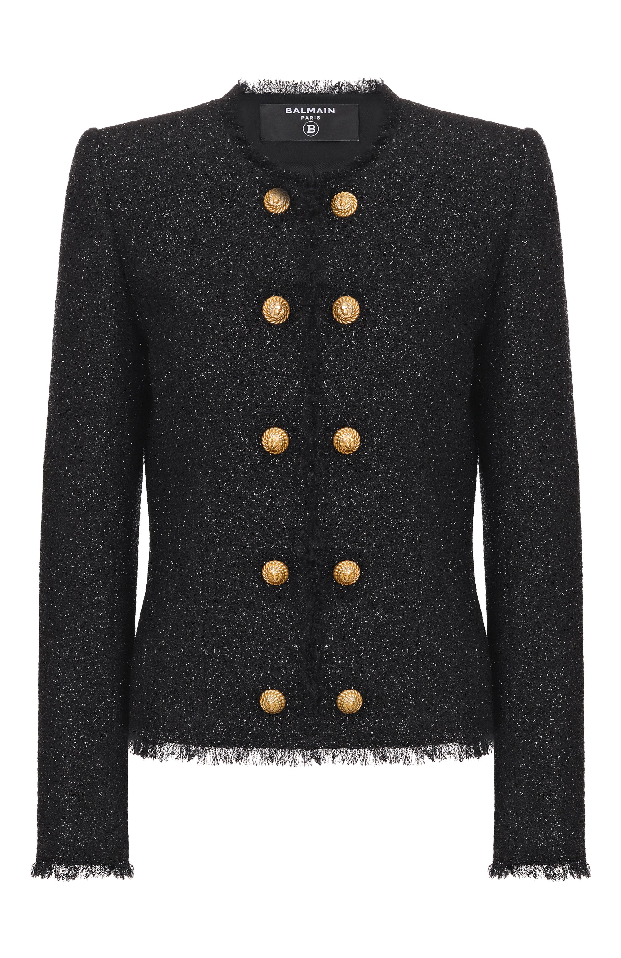Твидовый жакет BALMAIN черного цвета по цене 315500 руб., арт. HF1SM620/WD65, фото 1 Твидовый жакет BALMAIN, арт. HF1SM620/WD65, фото 1