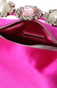 Женская сумка hobo L'ALINGI фуксия цвета, арт. CRYSTAL H0B0 BAG/SATIN | Фото 5 (Женское Кросс-КТ: Вечерняя сумка; Материал сплава: Проставлено; Размер: mini; Материал: Текстиль; Драгоценные камни: Проставлено)