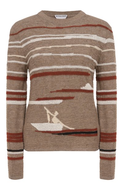 Женский пуловер из хлопка и льна BOTTEGA VENETA, арт. 831454/V5LW0
