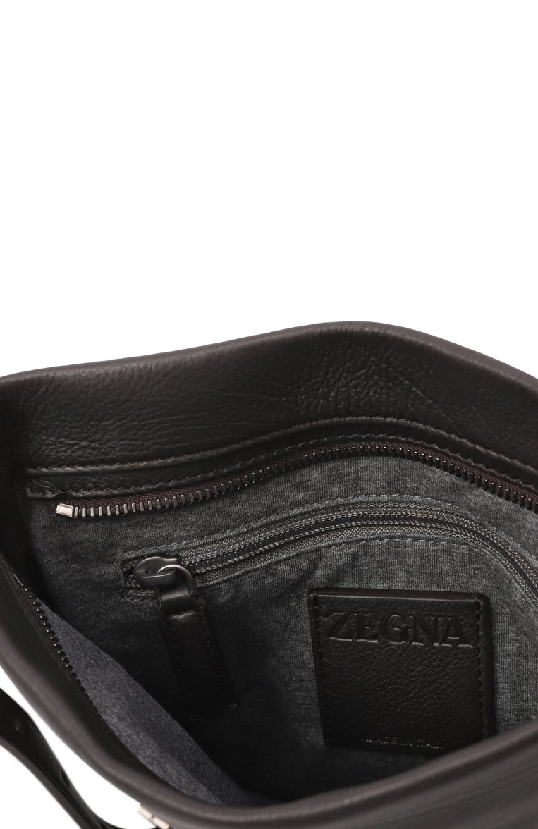 Мужская сумка ZEGNA темно-коричневого цвета, арт. C2228Z/LH0T0 | Фото 5 (Материал: Натуральная кожа; Размер: medium; Ремень/цепочка: На ремешке)