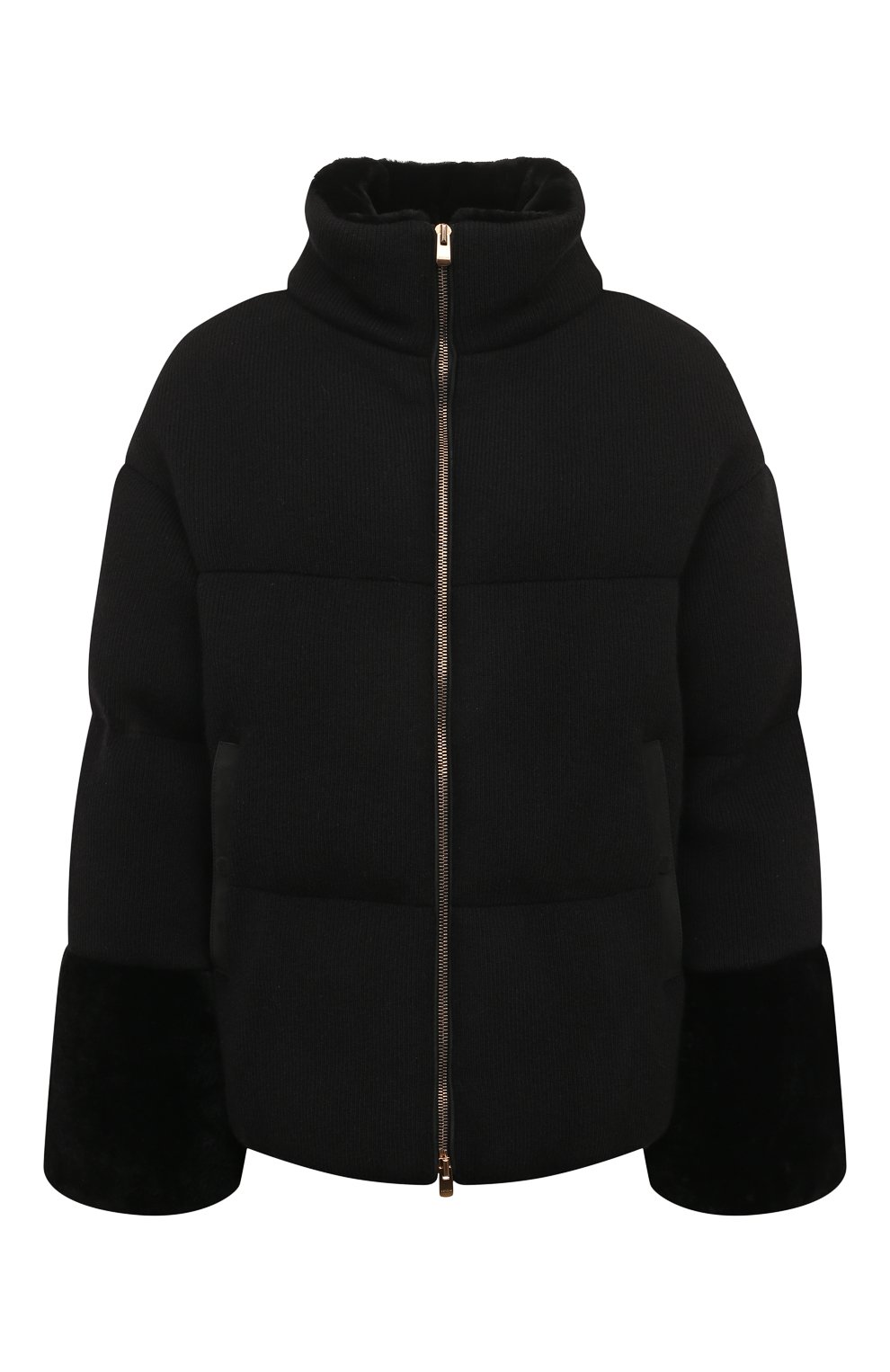 Кашемировый пуховик с меховой отделкой AGNONA черного цвета по цене 652000 руб., арт. TH0823E/M7003E, фото 1 Кашемировый пуховик с меховой отделкой AGNONA, арт. TH0823E/M7003E, фото 1