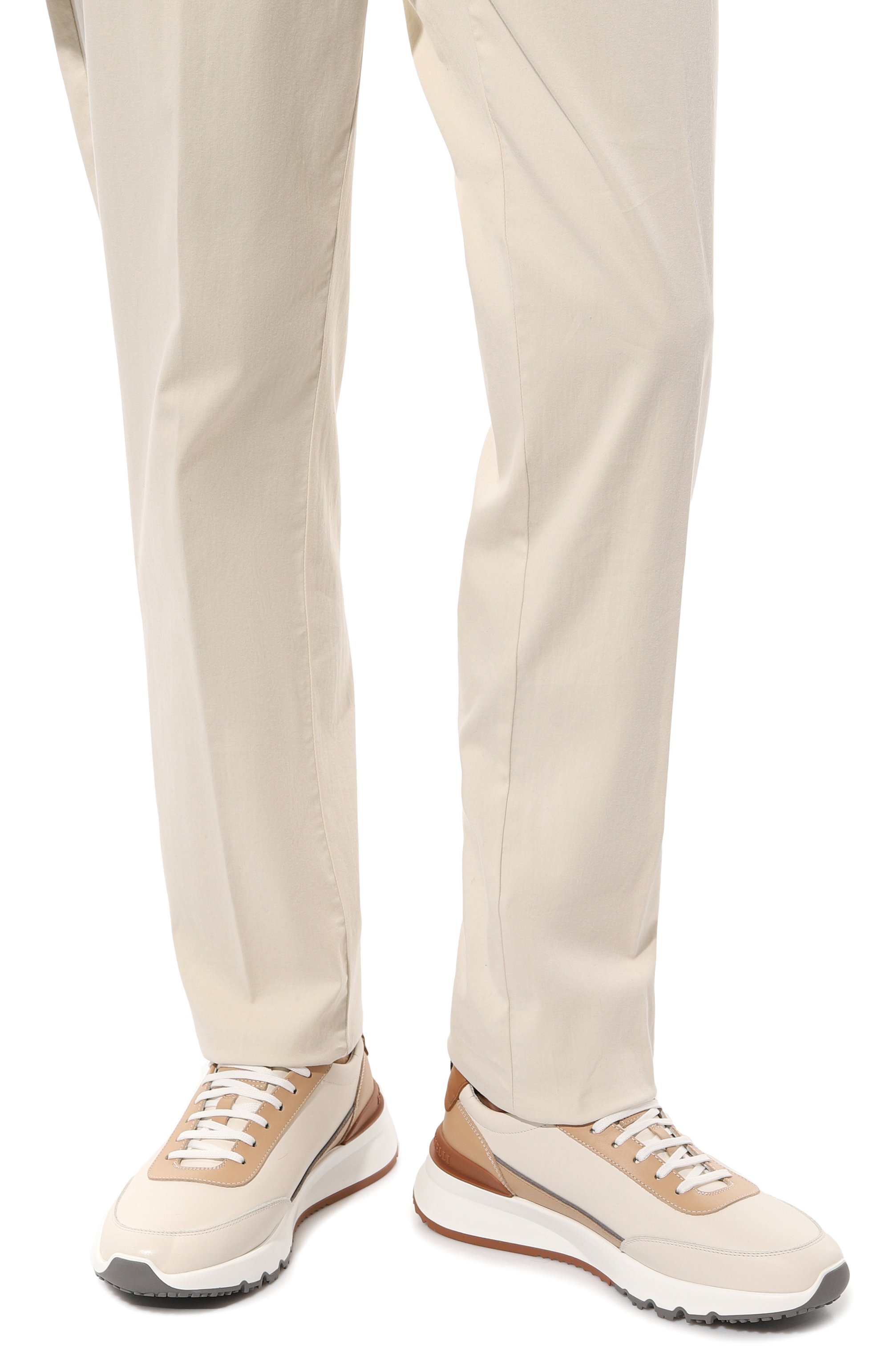 Кожаные кроссовки BRUNELLO CUCINELLI светло-бежевого цвета по цене 109500 руб., арт. MZUGGB2318, фото 3 Кожаные кроссовки BRUNELLO CUCINELLI, арт. MZUGGB2318, фото 3