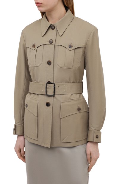 Хлопковая куртка CHLOÉ зеленого цвета по цене 217000 руб., арт. CHC21SVE04047, фото 3 Хлопковая куртка CHLOÉ, арт. CHC21SVE04047, фото 3