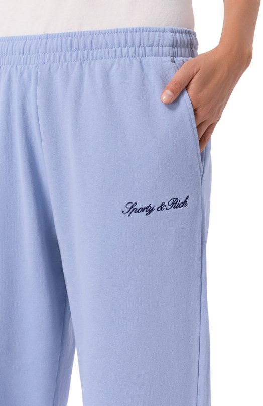 Хлопковые брюки Sporty and Rich PA05568326BL136 Голубой  PA05568326BL136 Фото 5