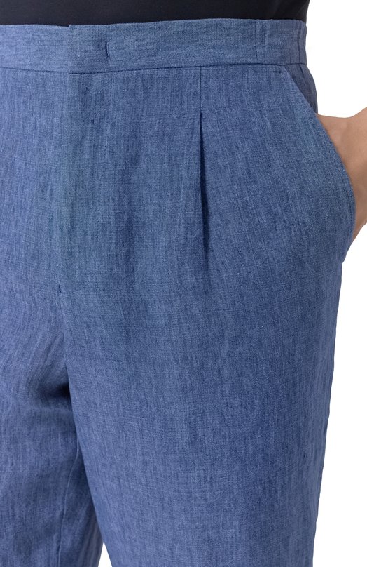 Льняные брюки Emporio Armani EM000496/TE10410 Синий  EM000496/TE10410 Фото 5