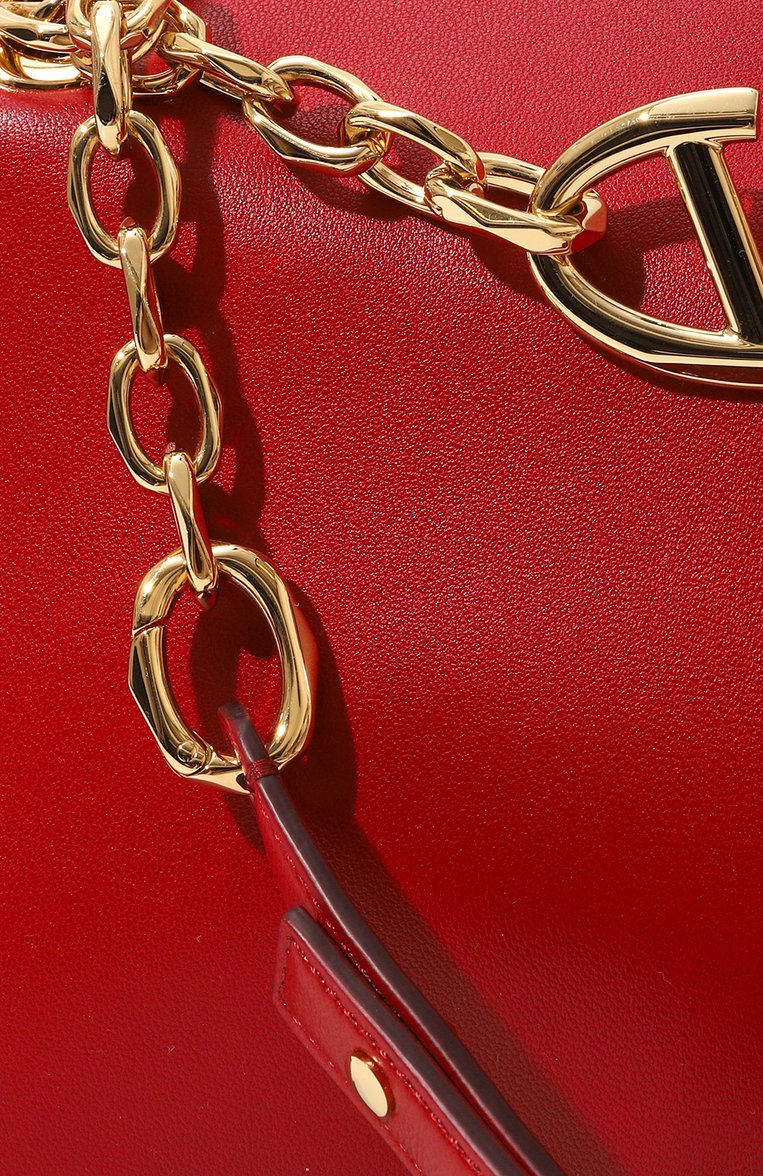 Женская сумка vlogo chain VALENTINO красного цвета, арт. 5W2B0N93/PHV | Фото 3 (Ремень/цепочка: На ремешке; Размер: medium; Драгоценные камни: Проставлено; Материал: Натуральная кожа; Материал сплава: Проставлено)