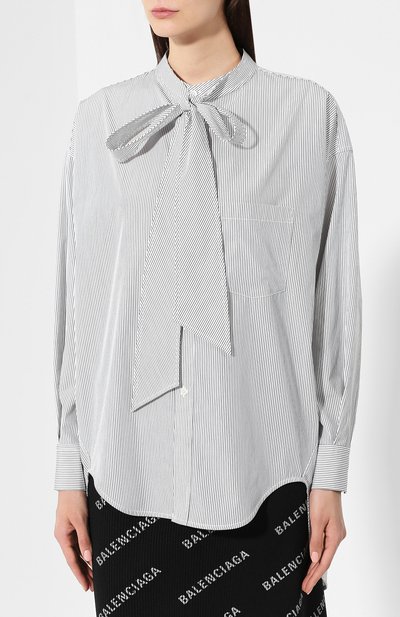 Хлопковая рубашка BALENCIAGA черно-белого цвета по цене 64450 руб., арт. 520497/TEM15, фото 3 Хлопковая рубашка BALENCIAGA, арт. 520497/TEM15, фото 3