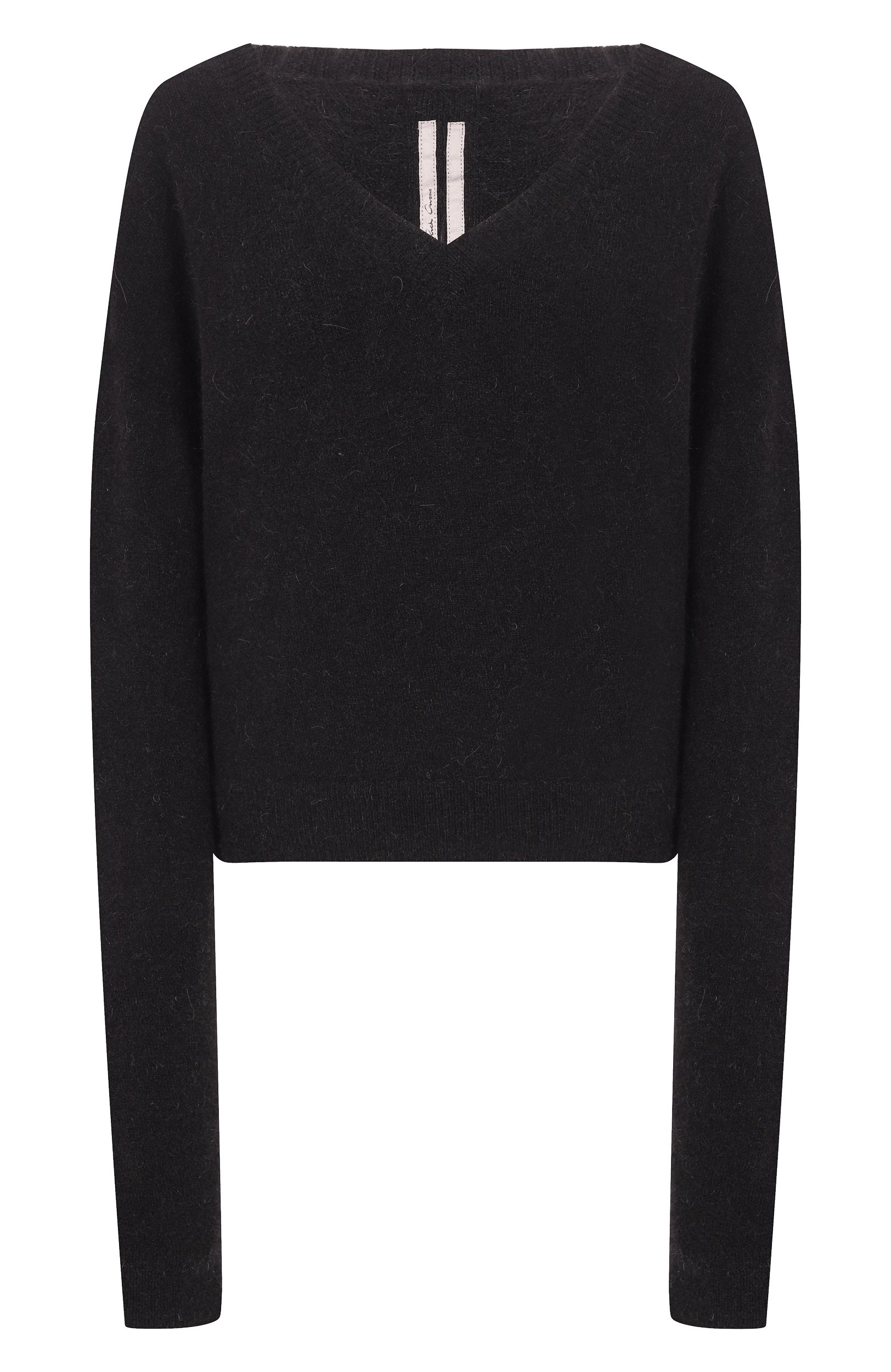 Шерстяной пуловер RICK OWENS черного цвета по цене 97700 руб., арт. RP02F5650/KWP, фото 1 Шерстяной пуловер RICK OWENS, арт. RP02F5650/KWP, фото 1