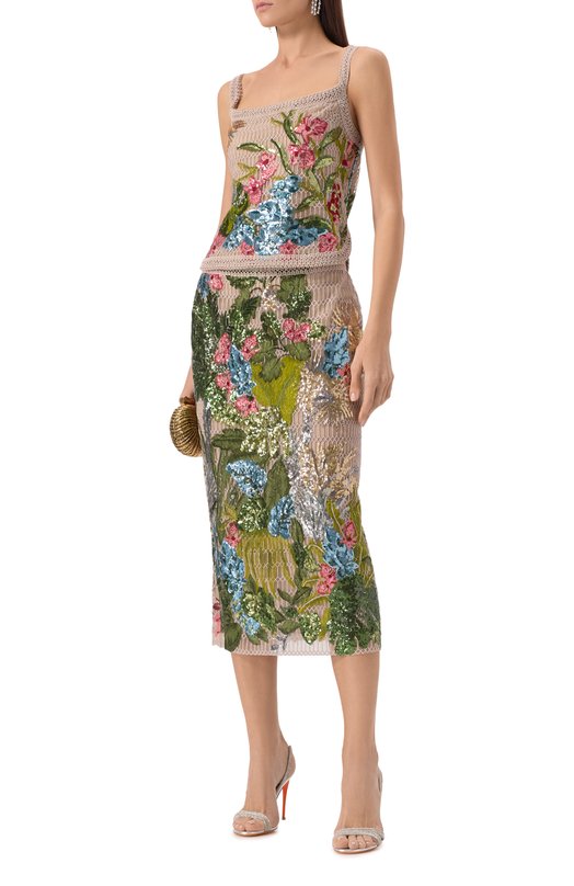 Топ из хлопка и шелка Elie Saab T0184PS25/YA036 Бежевый  T0184PS25/YA036 Фото 2