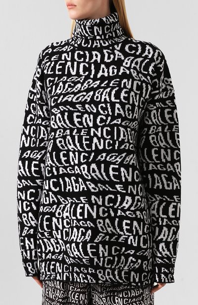 Шерстяной свитер BALENCIAGA черно-белого цвета по цене 81950 руб., арт. 583101/T1537, фото 3 Шерстяной свитер BALENCIAGA, арт. 583101/T1537, фото 3