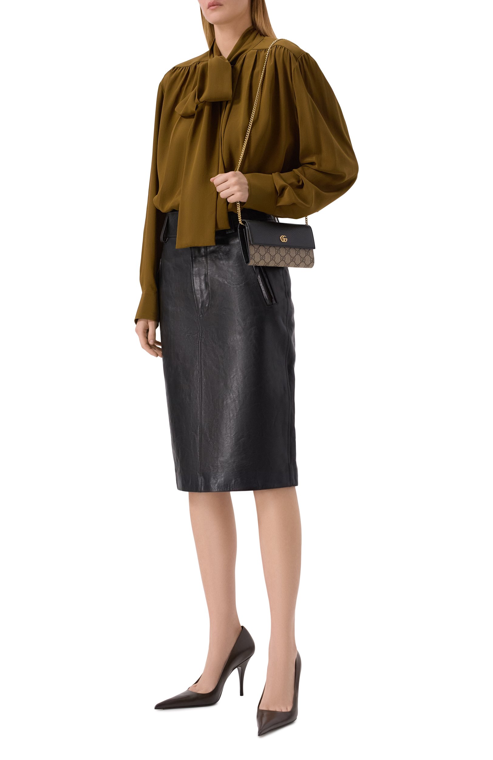 Кожаный кошелек на цепочке petite marmont GUCCI, арт. 546585/17WAG, фото 3