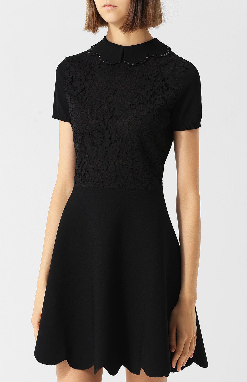 Приталенное мини-платье с кружевной отделкой VALENTINO, арт. QB3KD07847D, фото 3