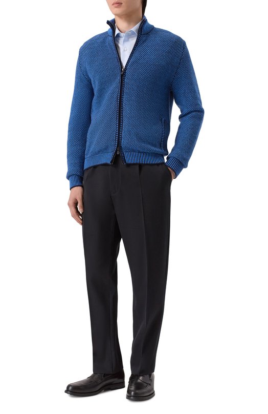 Шерстяной кардиган Kiton UMM072204 Синий  UMM072204 Фото 2