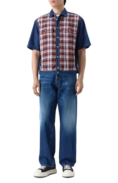 Льняная рубашка DSQUARED2 темно-синего цвета по цене 69950 руб., арт. S74DM1007/D35423, фото 2 Льняная рубашка DSQUARED2, арт. S74DM1007/D35423, фото 2