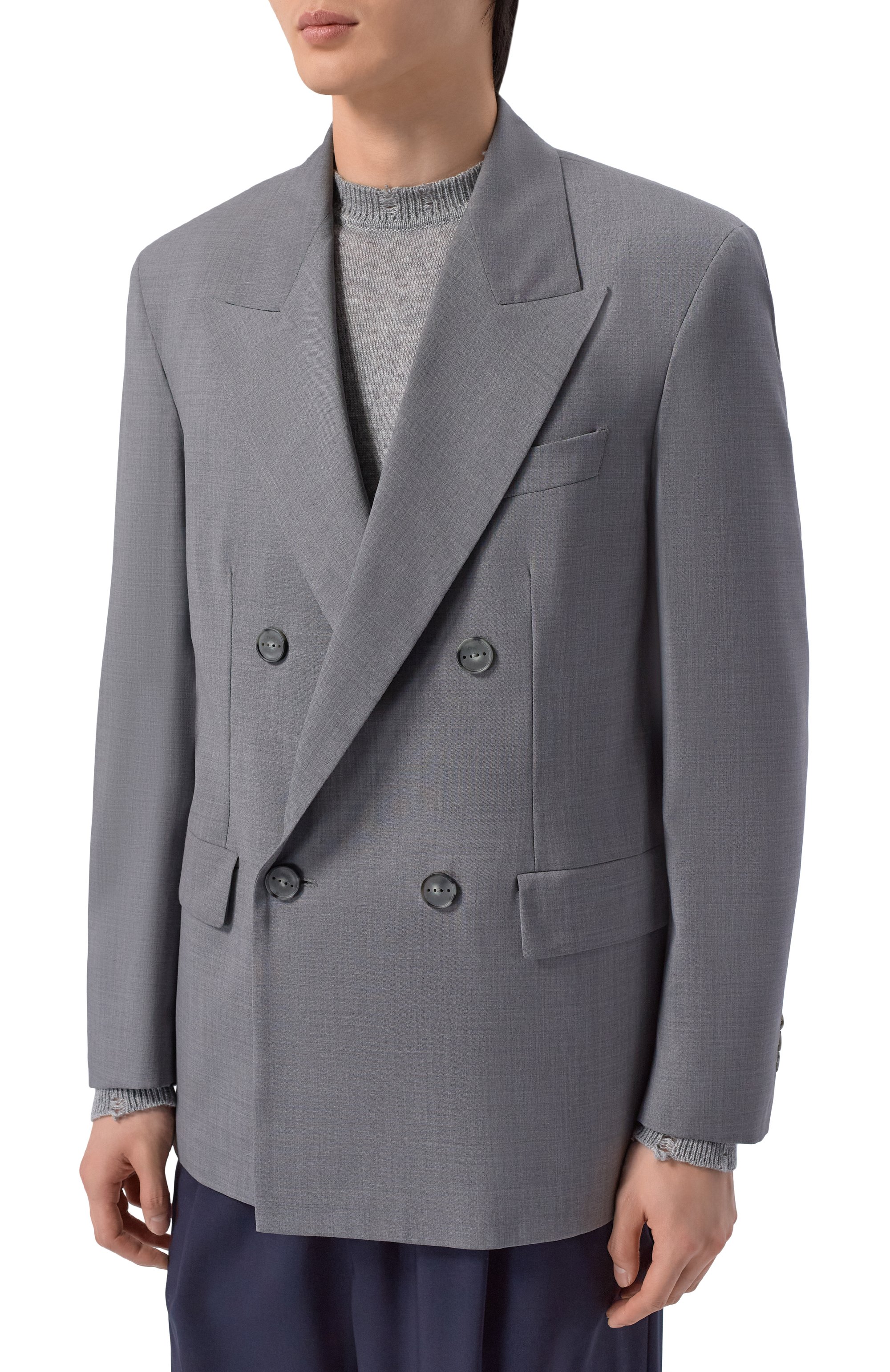 Шерстяной пиджак HEVO серого цвета по цене 76450 руб., арт. R0DIS/L755, фото 3 Шерстяной пиджак HEVO, арт. R0DIS/L755, фото 3