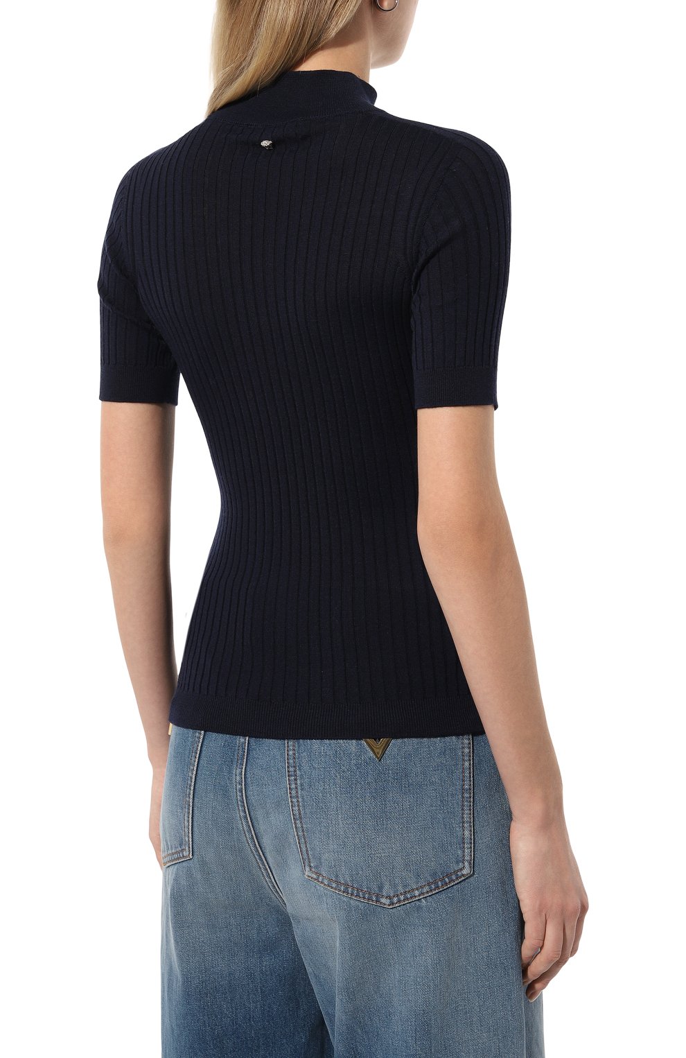 Шерстяной пуловер VERSACE темно-синего цвета по цене 82100 руб., арт. 1011345/1A10013, фото 4 Шерстяной пуловер VERSACE, арт. 1011345/1A10013, фото 4