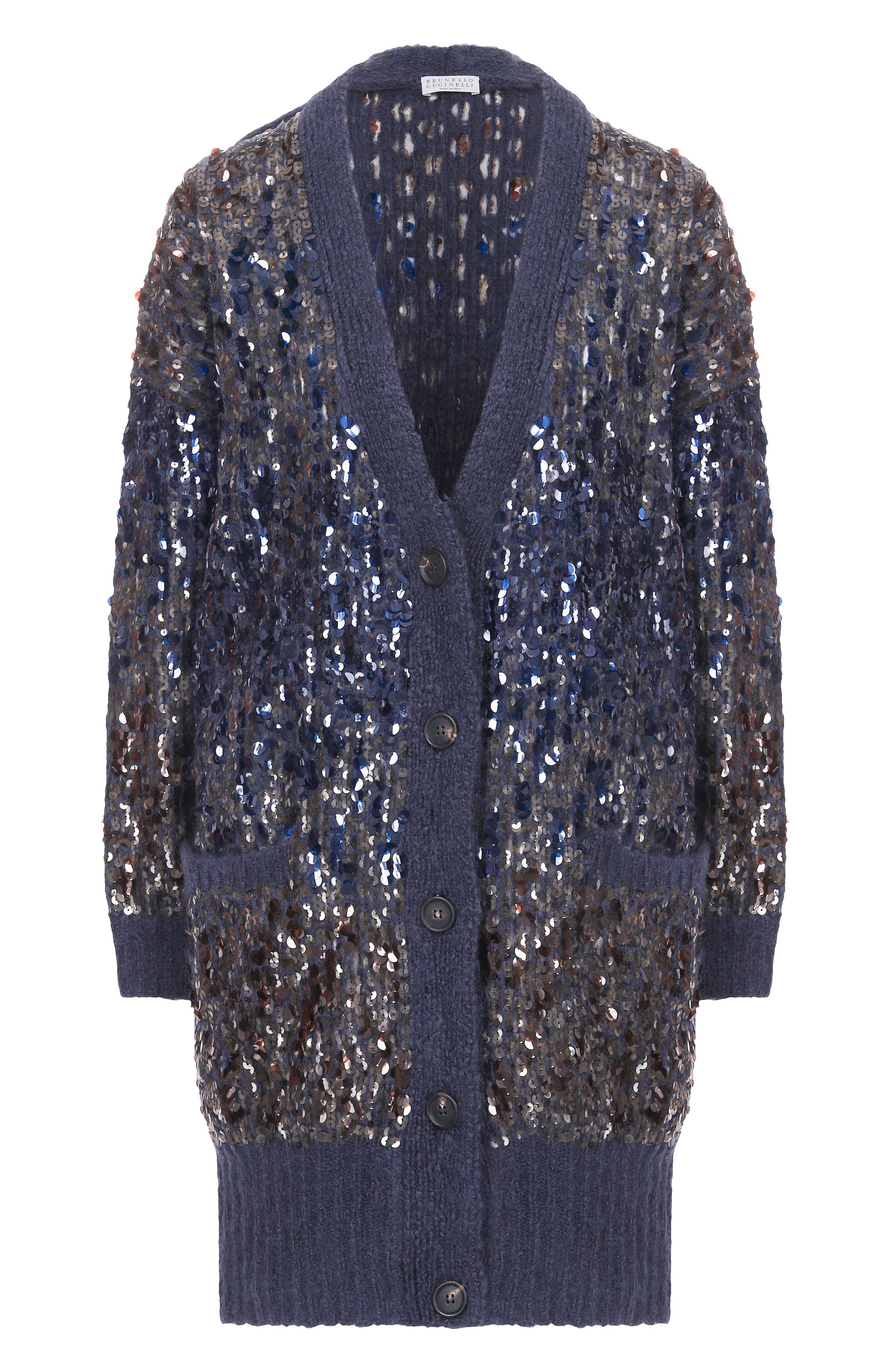 Шерстяной кардиган с отделкой пайетками BRUNELLO CUCINELLI, арт. M1U375906P, фото 1