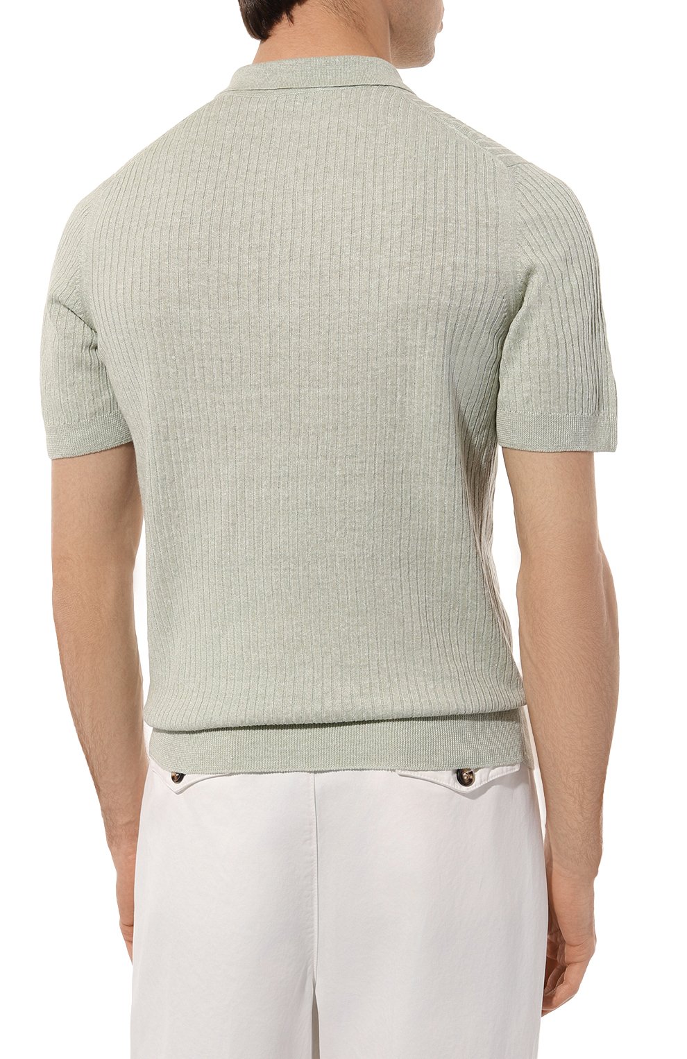 Поло изо льна и хлопка GRAN SASSO светло-зеленого цвета по цене 25600 руб., арт. 57118/18641, фото 4 Поло изо льна и хлопка GRAN SASSO, арт. 57118/18641, фото 4