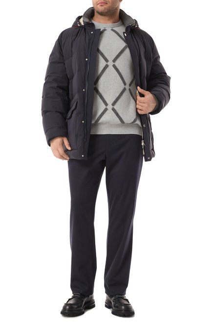 Мужской кашемировый джемпер KITON серого цвета, арт. UMK0512V381_4XL-7XL | Фото 2 (Материал внешний: Шерсть, Кашемир; Р�укава: Длинные; Драгоценные камни: Проставлено; Материал сплава: Проставлено; Длина (для топов): Удлиненные)