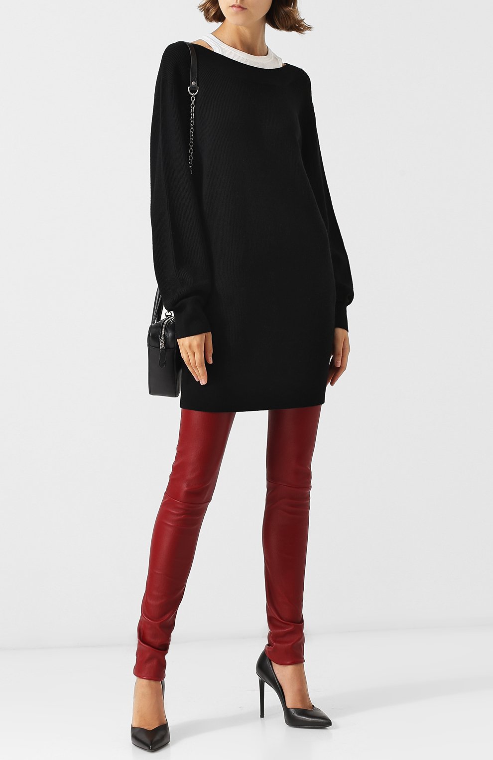 Шерстяное мини-платье с контрастным воротником ALEXANDERWANG.T, арт. 4K386018N3, фото 2