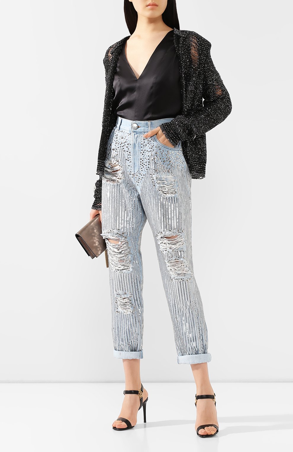 Джинсы BALMAIN голубого цвета по цене 358000 руб., арт. SF05680/D105, фото 2 Джинсы BALMAIN, арт. SF05680/D105, фото 2