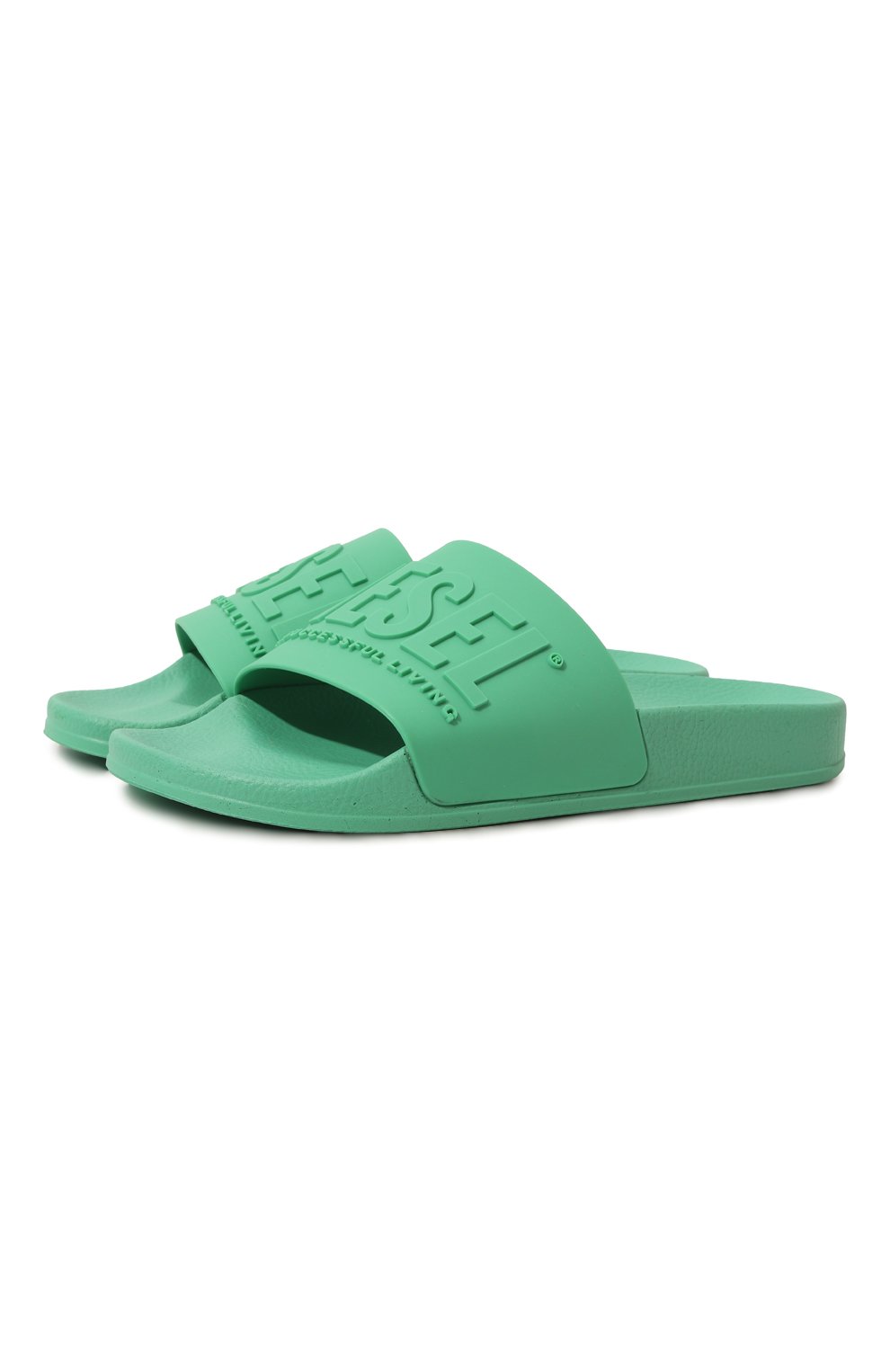 Шлепанцы DIESEL зеленого цвета по цене 6355 руб., арт. BC0521/P3859, фото 1 Шлепанцы DIESEL, арт. BC0521/P3859, фото 1