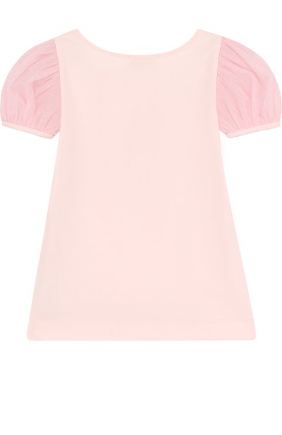 Хлопковый топ с вышивкой и рукавом-фонарик MONNALISA розового цвета по цене 7790 руб., арт. 711606R1, фото 2 Хлопковый топ с вышивкой и рукавом-фонарик MONNALISA, арт. 711606R1, фото 2