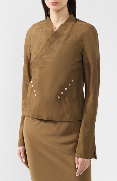 Кожаный жакет RICK OWENS коричневого цвета по цене 119500 руб., арт. RP19S6734/LBA, фото 3 Кожаный жакет RICK OWENS, арт. RP19S6734/LBA, фото 3