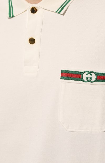 Хлопковое поло GUCCI кремового цвета по цене 70560 руб., арт. 628339 XJCQR, фото 5 Хлопковое поло GUCCI, арт. 628339 XJCQR, фото 5