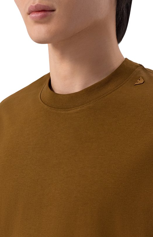 Хлопковая футболка Emporio Armani EM005256/AF24740 Коричневый  EM005256/AF24740 Фото 5