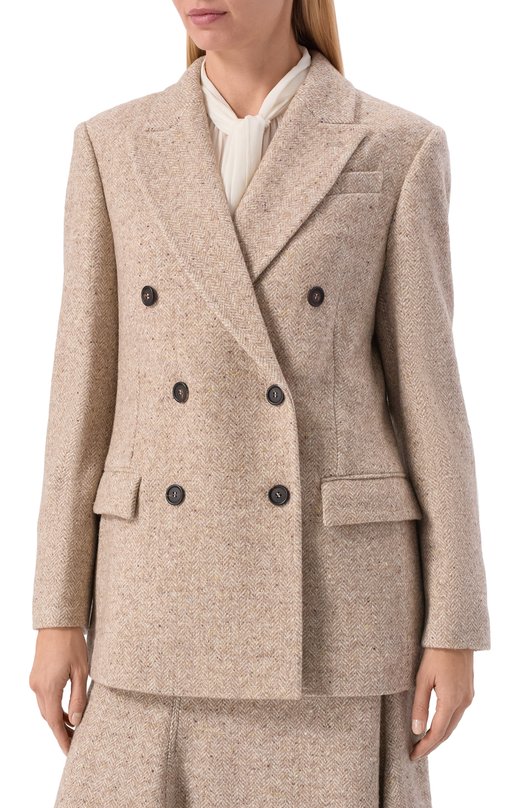 Жакет из шерсти и шелка Brunello Cucinelli MG5307059 Бежевый  MG5307059 Фото 3