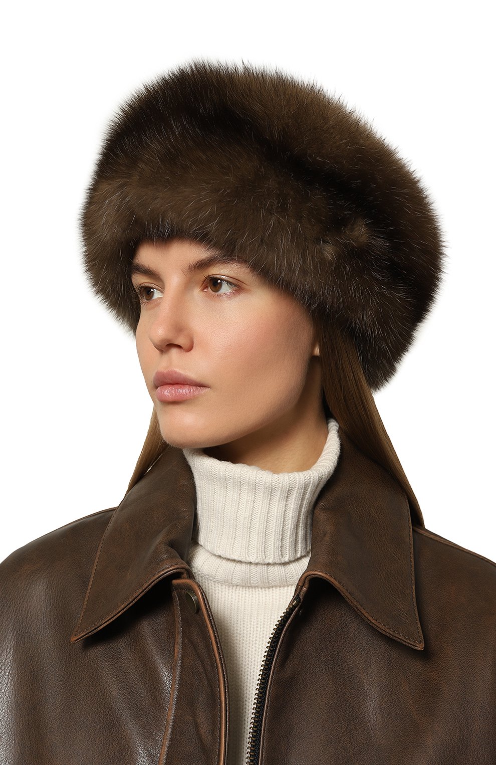 Меховая шапка джулия из норки и соболя FURLAND темно-коричневого цвета по цене 420000 руб., арт. 0034607450184600000, фото 2 Меховая шапка джулия из норки и соболя FURLAND, арт. 0034607450184600000, фото 2