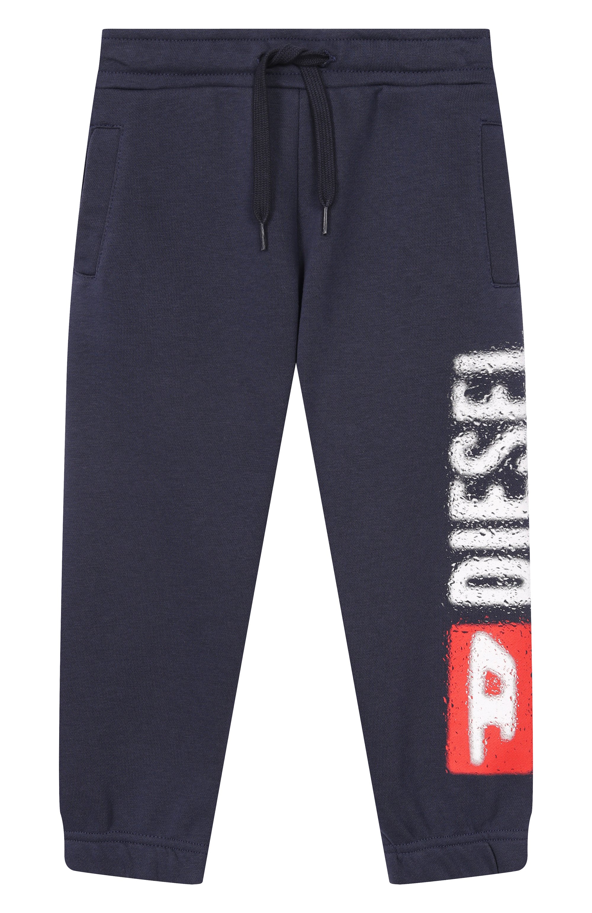 Хлопковые джоггеры DIESEL темно-синего цвета по цене 10900 руб., арт. J02445/KYAZ3, фото 1 Хлопковые джоггеры DIESEL, арт. J02445/KYAZ3, фото 1