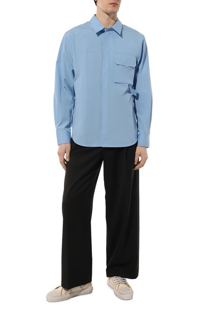 Хлопковая рубашка HELMUT LANG голубого цвета по цене 44000 руб., арт. M10HM504, фото 2 Хлопковая рубашка HELMUT LANG, арт. M10HM504, фото 2