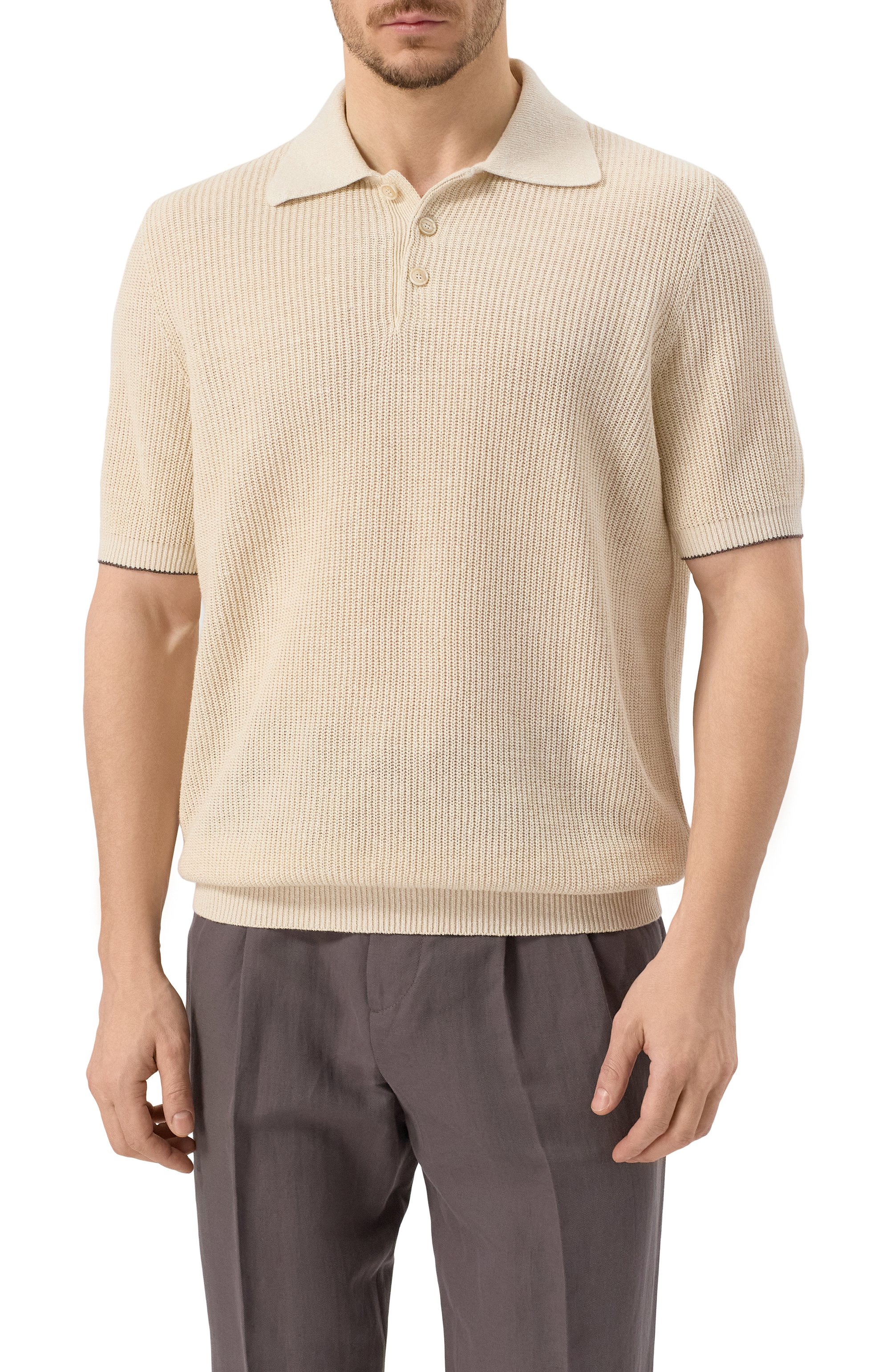 Поло изо льна и хлопка BRUNELLO CUCINELLI, ар т. M2L707715, фото 3