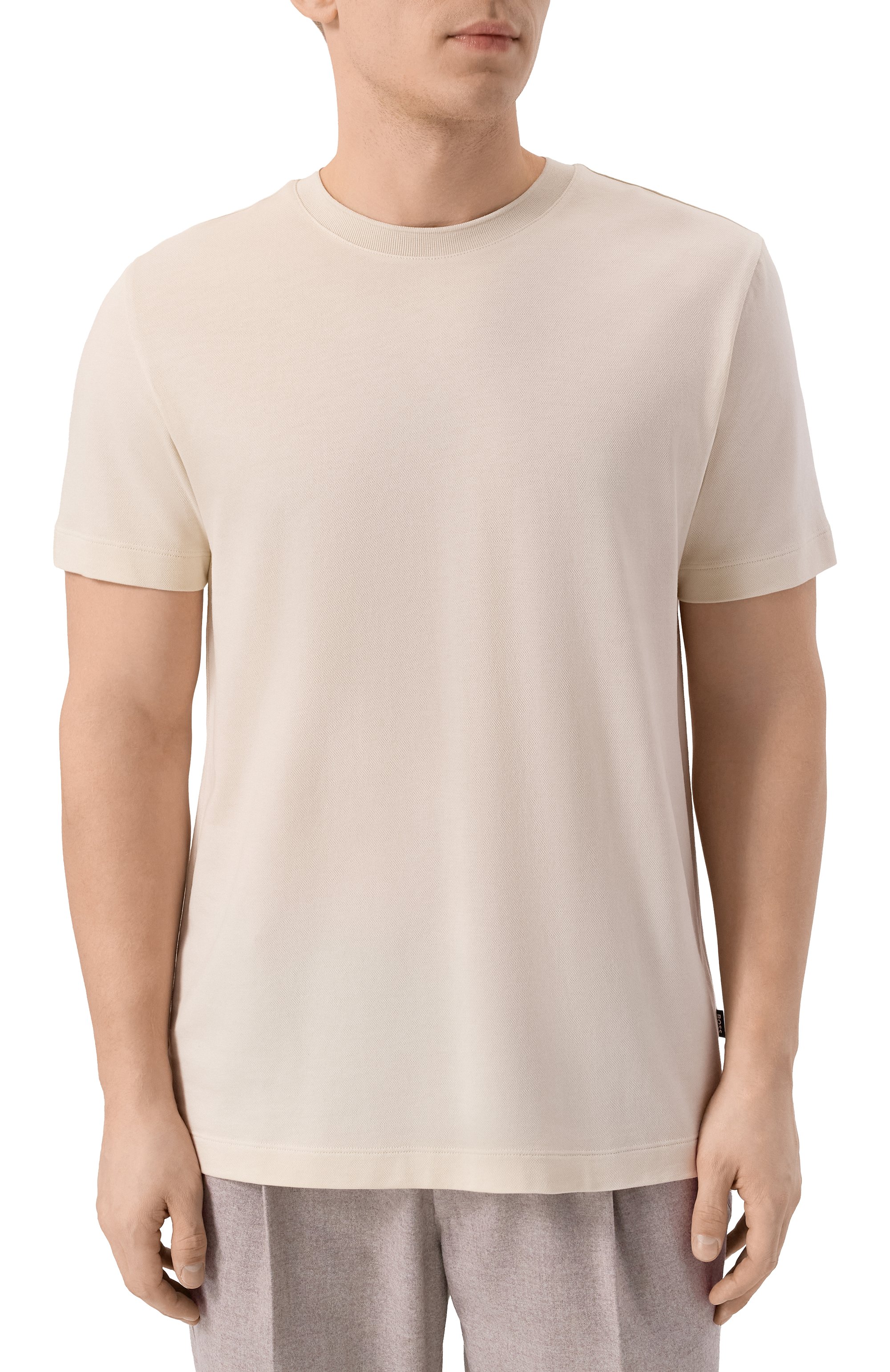 Футболка из лиоцелла и хлопка BOSS кремового цвета по цене 18850 руб., арт. 50555102, фото 3 Футболка из лиоцелла и хлопка BOSS, арт. 50555102, фото 3