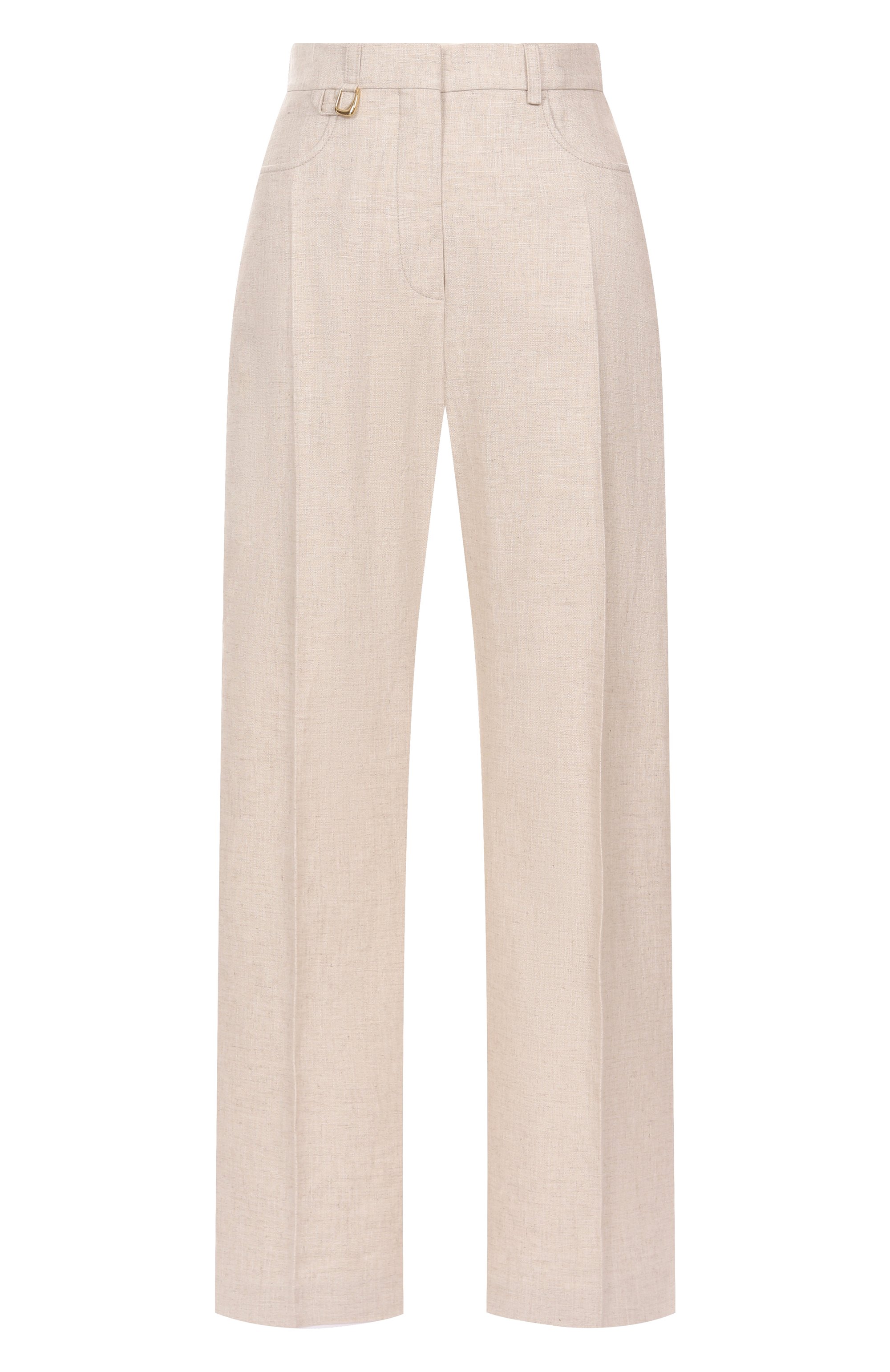 Брюки из вискозы и льна JACQUEMUS кремового цвета по цене 77850 руб., арт. 24H/243PA003-1358, фото 1 Брюки из вискозы и льна JACQUEMUS, арт. 24H/243PA003-1358, фото 1